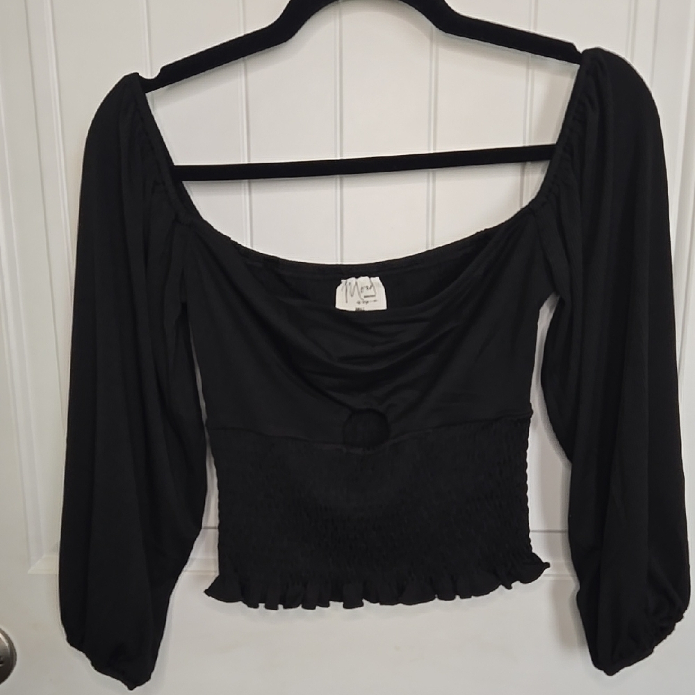 Smocked Square Neckline Puff Sleeve Cropped Top Romantic Cottagecore Festivals